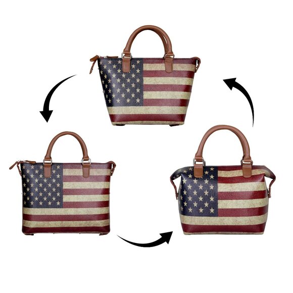 Printed Leather 3-in-1 Convertible Top Handle Crossbody Bag for Women- Daily Use - Picture 2 of 16